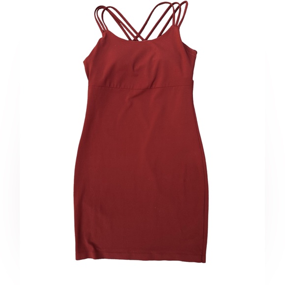 Athleta Hyper Focused Dress Size Small Criss Cross Back Burnt Orange Rust - Picture 3 of 6